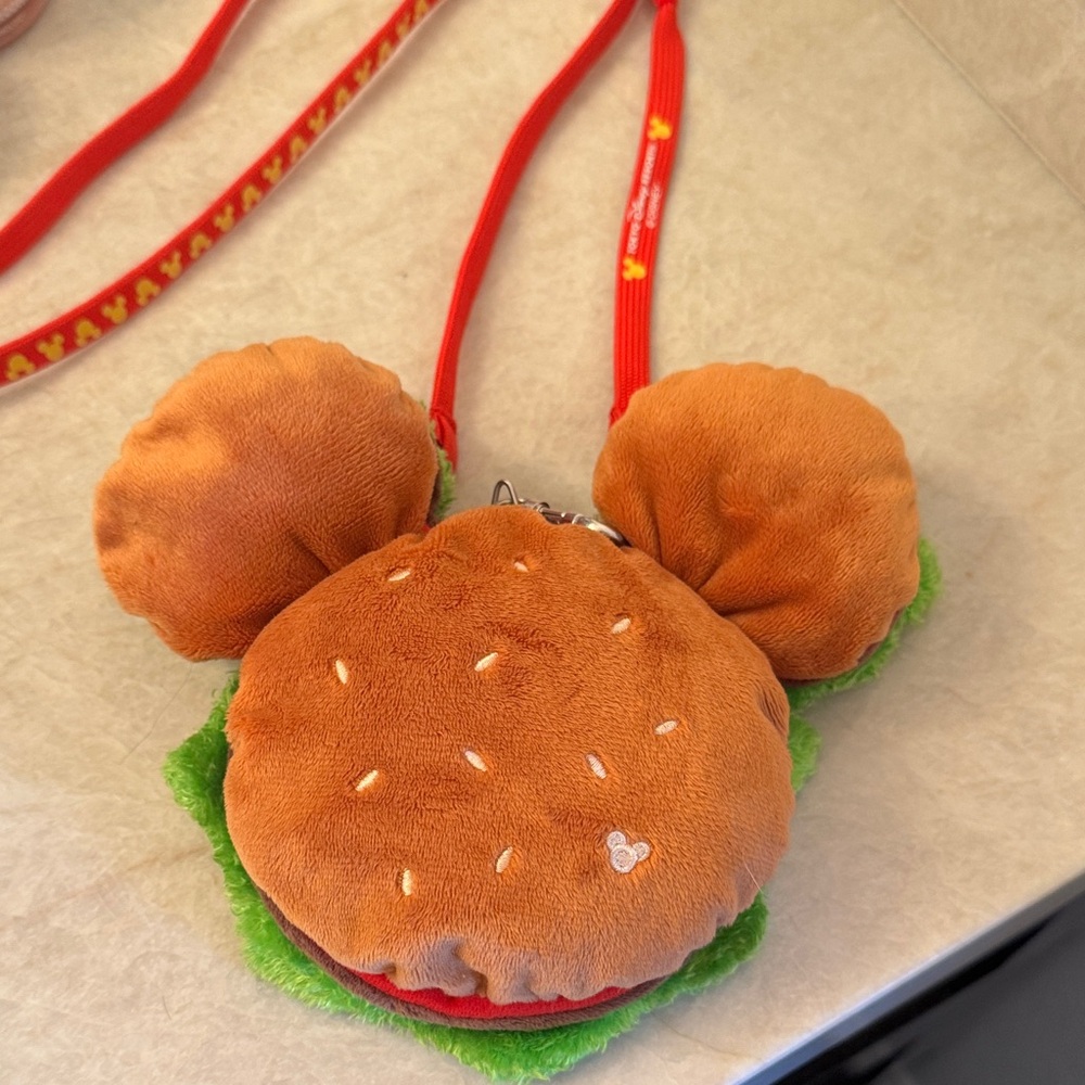 Disney Plush Burger Mini Bag with Red Strap from Tokyo Disney RARE - Picture 2 of 3
